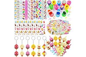 Moltby 110pcs Gelato Gadget Compleanno Bambina-Regali Festa Compleanno Timbri Bambini, Braccialetti Slap Gelato, Adesivi Gelato, Portachiavi Gelato, Cannucce Bambina, Bambini Festa Bomboniere