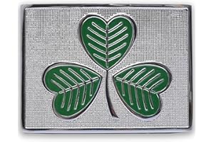 KILT MANIA Elegant Irish Shamrock Kilt Belt Buckle with Green Enamel – Premium Scottish Handcrafted Pewter Celtic Kilt Buckle Accessory for Men, Perfect for Irish Pride