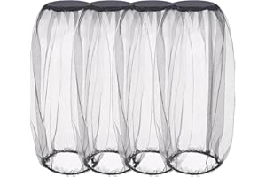 HESTYA 4 Pack Mosquito Head Net Face Netting Neck Cover Netting Mesh Net for Outdoor Activity (Regular Size, Black)