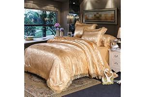 Beyeutao Raso Copripiumino 200x220 Oro Jacquard Set copripiumino Doppio Elegante Tessuto set Biancheria Da Letto.
