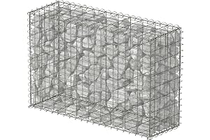 Relaxdays Gabion, insynsskydd för trädgården, stenkorg, 4 mm tråd