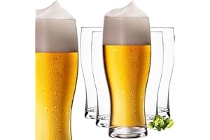 Platinux - Bicchieri da birra da 500 ml (max. 640 ml) in vetro, set da 6 pezzi, bicchieri da birra, bicchieri alti da birra 0,5 l
