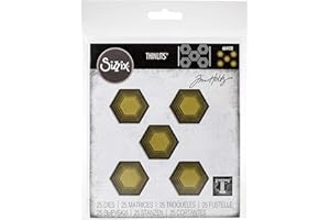 Sizzix Set de Troqueles Thinlits 25 pzas 664420 Azulejos Apilados, Hexágonos by Tim Holtz, Papel Plástico, Multicolor, Talla única