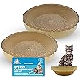 SOL 2pk Round Cat Scratching Board & Bed, Durable 2-in-1 Design Cardboard Cat Bed for Resting, Sturdy Cardboard, Ideal for Indoor Cats, Promotes Healthy Scratching & Protects Furniture