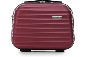 WITTCHEN Walizka podróżna, bagaż podręczny, bagaż kabinowy, walizka na kółkach, twarda obudowa z tworzywa ABS, z 4 kółkami, zamek szyfrowy, uchwyt teleskopowy Groove Line, burgundowy, Kosmetikkoffer,