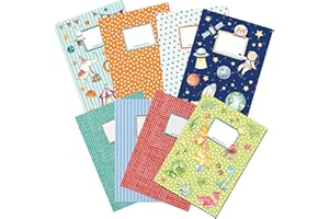 Papierdrachen 8 couvertures de cahier en papier de haute qualité pour enfants | DIN A4 | motif univers & dinos - protège-cahier - couverture de cahier 250g/m² - set numéro 3