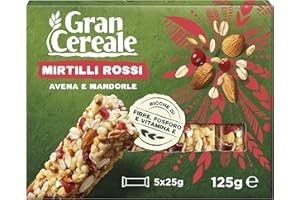 Gran Cereale - Snack Barrette 4 Cereali Mandorle e Mirtilli Rossi - Colazione e Snack Dolce - 125 gr