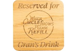 SHG AT HOME Reserved For Grandmas Drink Solid Oak Coaster. Gift for Nan. Great Birthday Present, Mothers Day Item for any occasion token. Great for New Grannys. 10cm x 10cm Drinks Mat (Grans Oak Veneer)