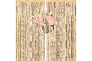 jijAcraft Lameta, szampańskie złote brokatowe zasłony, 2 sztuki, metaliczne zasłony imprezowe, brokatowe serpentyny na urodziny, wesele, zakończenie szkoły, dekoracja