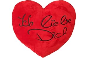 WAGNER·STOFFTIERE Wagner 9100 - Plüschkissen mit Ich Liebe Dich Schriftzug in Herz-Form 35 cm Herzkissen Plüschherz