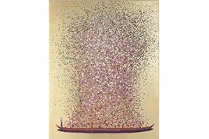 Kare Design Bild Touched Flower Boat Gold/Pink, Gemälde, Pastellfarben, Asia-Stil, buntes Wandbild, Canvas-Leinwand, Massivholz Rahmen, handgemalte Details mit Acrylfarbe, Abstrakt, 160x120x3,5cm