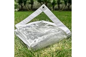 LTCANOPY Lona Impermeable 1,52 x 2,14 m, 500 g/㎡ Lona Impermeable Transparente de PVC, Resistente al Desgarro y a Los Rayos UV, Lona Transparente con Ojales Que se Puede Utilizar en el Jardín