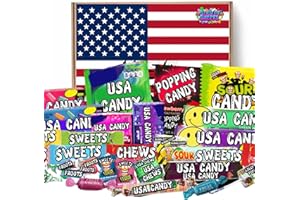 American Sweets Gift Box - Imported USA Candy Hamper - Includes 30 Assorted Treats, Mixed Flavours & Favourite Brands By Simway Sweets