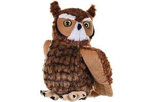 Wild Republic Great Horned Owl Plush Soft Toy, Cuddlekins Cuddly Toys, Gifts for Kids 30 cm, 12"
