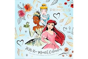 ‎PYRAMID Pyramid - DISNEY PRINCESS 2026 – Broschürenkalender 30×30 cm mit 12 märchenhaften Illustrationen von Arielle, Belle, Cinderella & Rapunzel, Wandkalender für Kinder & Disney-Fans