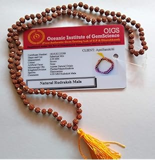 Apnisanskriti 100% Lab Certified Wooden 5 Mukhi Rudraksha Mala 108 + 1 Beats (24 Inch, 4mm each) - Brown