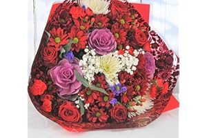 Homeland Florists Large Red & Purple Bauble Bouquet, Christmas Flowers Delivery Next Day Prime with Handwritten Card