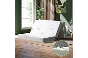 TeQsli Folding Mattress Single, 10cm Gel Memory Foam Tri Fold 3FT with Ultra Soft Washable Cover, Pressure Relief & Supportive, Space-Saving, 100-Night Free Trial (90x190x10cm)