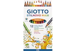 GIOTTO Stilnovo Maxi, Matite Colorate Spesse, Triangolari, Mina 4.3 mm, Colori Assortiti, 12 Pezzi