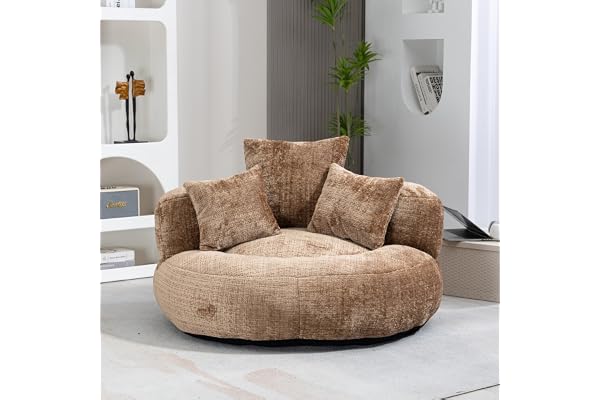 Lazy Sofa, bekväm och hållbar spelstol med tre kuddar för vuxna och barn, för inomhus och utomhus, för sovrum (kaffe)