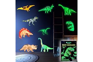LIDERSTAR Dinosaur Wall Decals for Kids Room Glow in The Dark Stickers, Large Removable Vinyl Decor for Bedroom, Classroom - Birthday Christmas Gift for Girls Boys Grandkids Toddlers