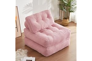Litbird Foldable 4-in-1 SofaBed – Bean Bag Couch, Boneless Sofas with Adjustable Armrest, Floor Lounge Sofa, Guest Bed for Small Spaces, Lounge Seat for Bedroom & Living Room (Pink, 35.4 in)