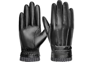 FORVEVO Gants Hiver Homme, Gants Cuir Homme, Thermique Toison Coupe-vent Preuve de Froid Gant