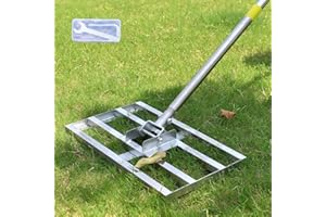 SurmountWay Lawn leveling Rake with Heavy-duty Stainless Steel Suitable for Courtyard Golf-16 ''x 10'' Lawn leveler tool(6.5FT), Silver (‎6.5FT,16 x 10In New)