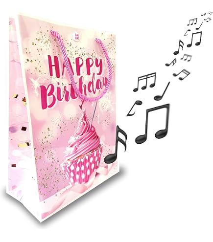 bentino Biglietto di compleanno con musica e candele luminose, formato DIN A5, con busta, biglietto di auguri di compleanno per ragazze