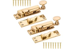 WHITE HINGE 2X Solid Brass Sash Window Lever Arm Fasteners - Slide Locking Wood Frame Latches