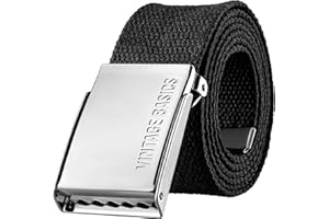 VINTAGE BASICS Unisex Stoffgürtel 130cm lang - 3,8cm breit - Herren und Damen Gürtel - Stufenlos verstellbarer Canvas Belt - Metallschnalle