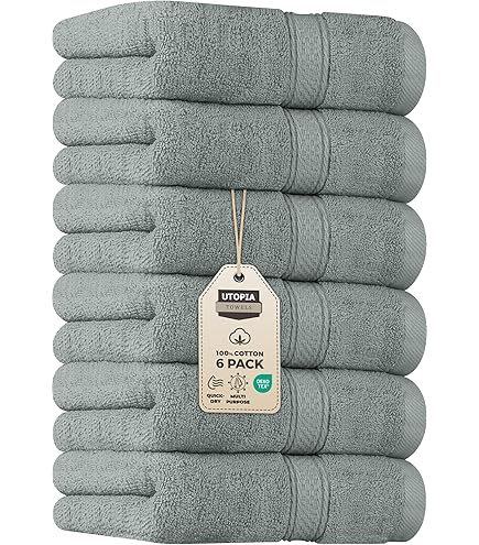 GraceAier Lot De 6 Grandes Serviettes En Coton Doux (vert Clair, 41 X 76 Cm) – Utilisation Polyvalente Pour Le Bain, Les Mains, Le Visage, La Salle De Sport Et Le Spa