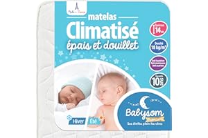 Babysom - Matelas Enfant/Bébé Climatisé - 70x140 cm | Réversible : 1 Face Été Fraîche et 1 Face Hiver