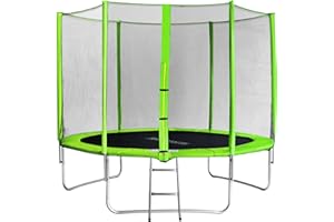 SixBros. SixJump Trampoline de Jardin 3,05m – Trampoline de Jardin Enfants, Trampoline - Extérieur, Set-Complet Échelle, Filet de sécurité & Tour de Protection, Vert, TG305/1695