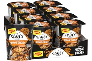 MAGGI Saucy Noodles Pollo e Sesamo, 8 Cup da 75g (600g)
