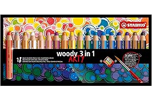 Wielozadaniowa kredka STABILO woody 3-in-1 ARTY etui 18 kolorów + temperówka + pędzelek