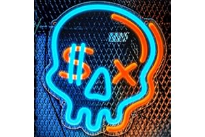 Eufrozy Acrylic Skull Neon Sign, Dimmable Skeleton LED Neon Lights, USB Powered Bedroom Wall Decor Lights with Switch, Halloween Wall Art for Kids, Boys, Man Caves, Party