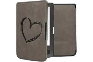 kwmobile Pokrowiec kompatybilny z Pocketbook Touch Lux 3/Basic Lux/Basic Touch 2 Cover - etui na czytnik e-booków - szczotkowane serce szare