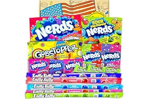 HEAVENLY SWEETS Cesta Americana caramelos Wonka | Golosinas y barra de caramelos de selección en caja regalo | Surtido de Nerds Gobstoppers | Golosinas para Navidad Reyes o para regalo
