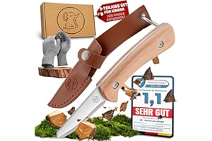Eli® Schnitzmesser für Kinder mit Ledertasche ab 8 Jahre - hochwertiges Kindermesser Schnitzset inkl. schnittfeste Handschuhe - Kinderschnitzmesser - Schnitzwerkzeug - Outdoor Messer