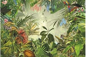 Komar XXL4-031 - Mural de papel pintado, diseño de selva tropical, verde, 4 piezas, 368 x 248 cm