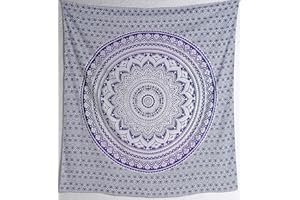 THE ART BOX Mandala Appeso a Parete Arazzo in Cotone Indiano Viola Blu - 220x230 cm Bohemain Psychedelic Decorativo Parete Stoffa Copriletto Tapestries per Soggiorno