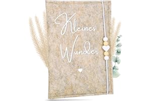 MAHEWA® Premium Mutterpass-Hülle aus Filz-Stoff für deutschen Mutterpass | Handgefertigte Mutterpass-Schutzhülle Mutterschaftspass-Hülle (Creme-Beige Kleines Wunder)