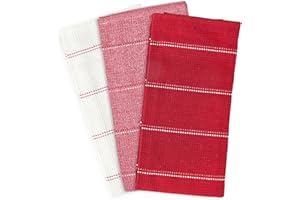 Emma Barclay Utopia 3 Pack Waffle Kitchen Tea Towel Set (45x65cm) (Red)