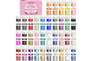 JEMESI Pigmenti Coloranti Naturale, 10g*35 Mica Polvere Colorante, Glitter Polvere per Decorazioni, Holographic Chunky Glitter per Corpo, Sapone, Slime, Resina Epossidica, Unghie,Trucco del Festival