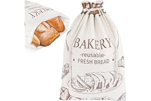 NANABORN Sacchetto di Pane di Lino Riutilizzabili Sacchetti Portapane con Coulisse Reusable Linen Bread Bag