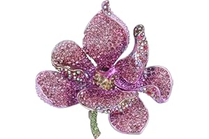 EVER FAITH Broche Femme Fleur Orchidée Pétale Cristal Autrichien Accessoire Bijou Élegant pour Vêtement