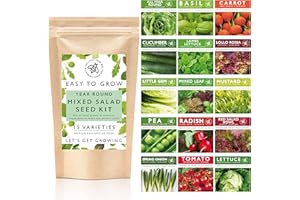 THE LITTLE TREES BEES & SEEDS COMPANY Salad & Vegetable Seeds for Gardening, 15 All Year Round Salad and Vegetable Seed Varieties Included in This Grow Your Own Kit, The Little Trees Bees and Seeds Company