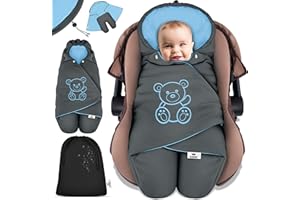 ‎KIDIZ KIDIZ® Baby Einschlagdecke Babyschale Winter Herbst Babydecke mit Tasche Universal Fußsack kompatibel mit Maxi-Cosi, Römer, Buggy, Kinderwagen & Autositz isolierend gegen Wind, Nässe & Kälte