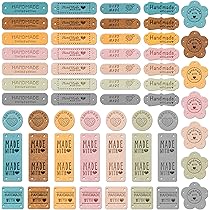 50 Etichette Handmade In Pelle PU Per Cucito - Con Fori Per Abbigliamento, Borse E Accessori